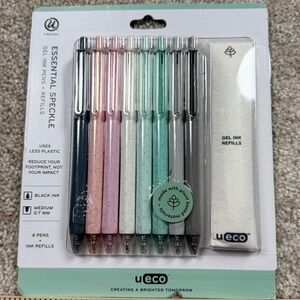 U Brands U-Eco Essential Speckle Gel Ink Pens 8ct Black Ink 0.7mm Medium Refills
